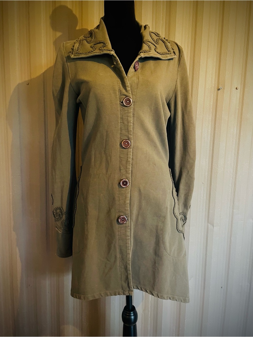 Gretty Zueger Embroidered Longline Jacket Bohemian Western Button Cotton Peru S - Picture 4 of 15